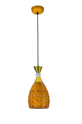 kinis Wooden Color Lezar Cutting Hanging Lamp for Bedroom/Pendant Lamp for Living Room/Ceiling Pendant Lamp/Hanging Pendant Light for Bedroom/Office/Dining/Cafe/Restaurants (Pack of 1, with Bulb) - Image 5