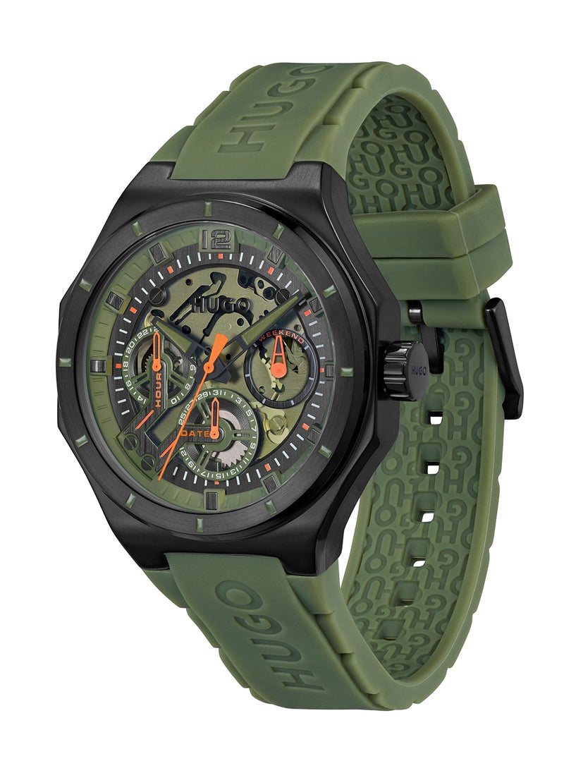 HUGO BOSS HUGO BOSS ROUND ANALOG MEN'S BLACK & GREEN CASE WATCH - 1530376  - Image 1