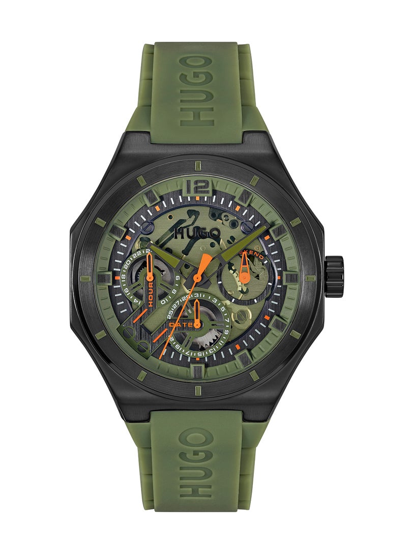 HUGO BOSS HUGO BOSS ROUND ANALOG MEN'S BLACK & GREEN CASE WATCH - 1530376  - Image 2