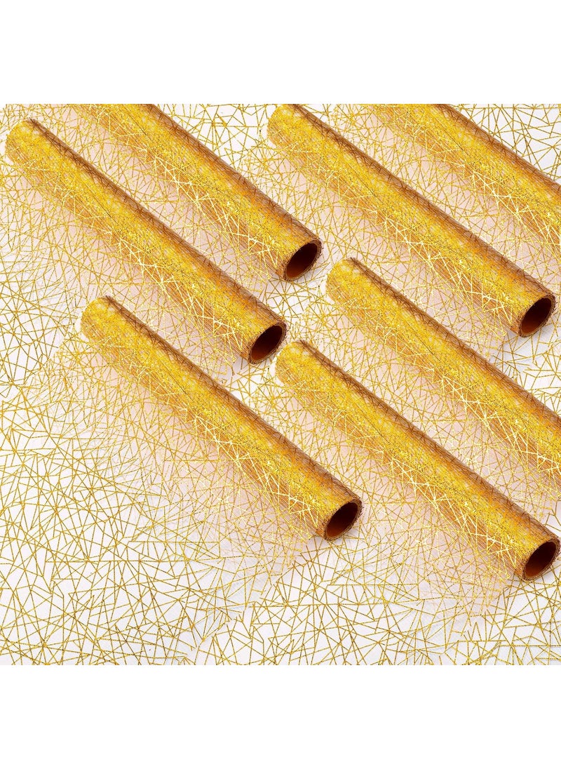 Reginary Reginary 12 Pieces Gold Table Runner 11 x 87 Inches Metallic Thin Mesh Table Runner RollGlitter Runner Rectangle Tablecloths Decor for Wedding Birthday Baby Shower Supplies  - Image 1