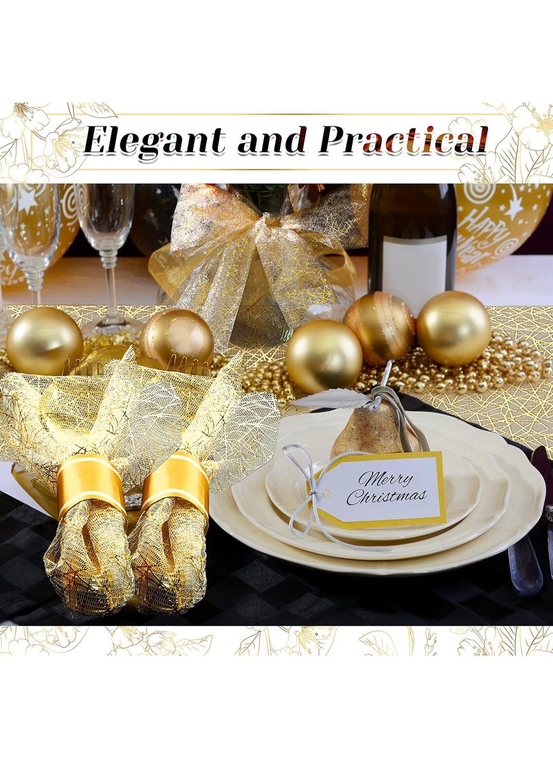 Reginary Reginary 12 Pieces Gold Table Runner 11 x 87 Inches Metallic Thin Mesh Table Runner RollGlitter Runner Rectangle Tablecloths Decor for Wedding Birthday Baby Shower Supplies  - Image 5