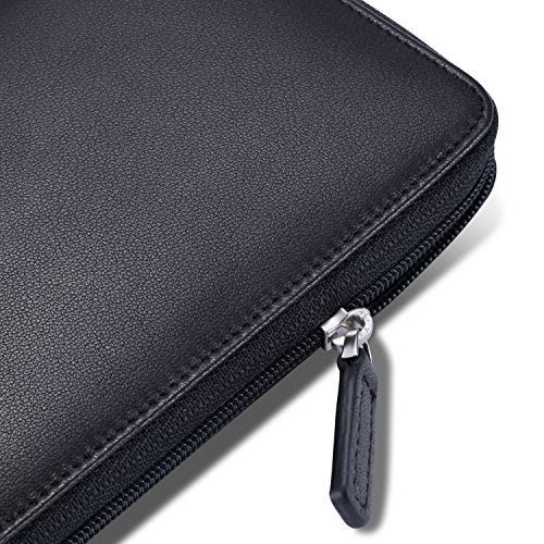 HISCOW Zippered Checkbook Cover & Card Holder with Divider - Italian Calfskin (Black) - Image 5