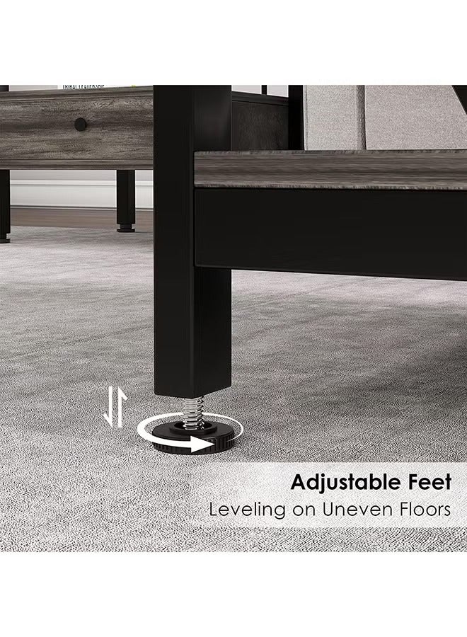 Modern Coffee Table with 2-Tier Storage & Metal Frame, Industrial Style Living Room Center Table End Table with Wooden Top, Multifunctional Tea Table, Side Table for Small Space, Office (100x55x43.5cm) - Image 5