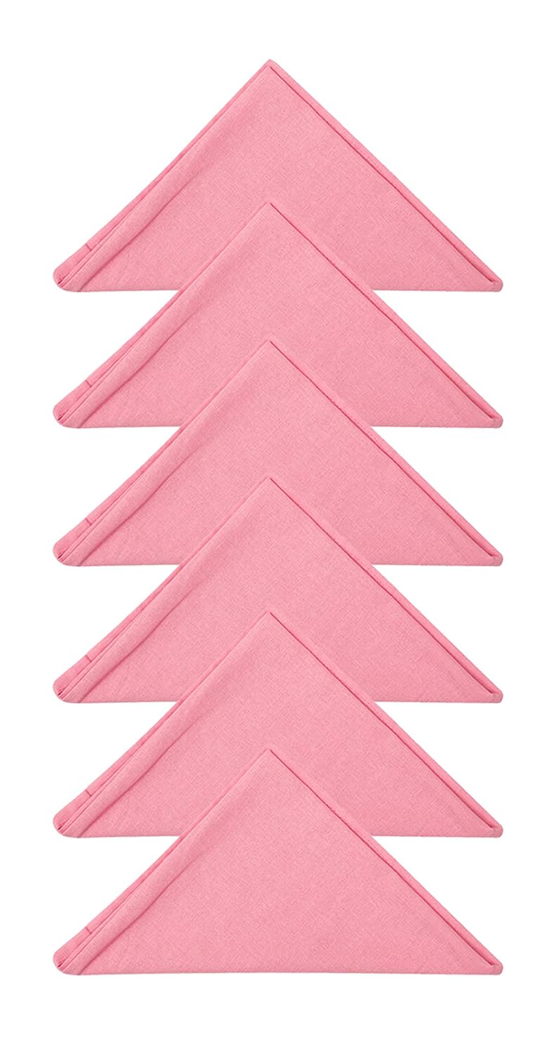 Dekor World Cotton Pink Chevron Printed and Solid Napkin Set (Pack of 12) - Image 3