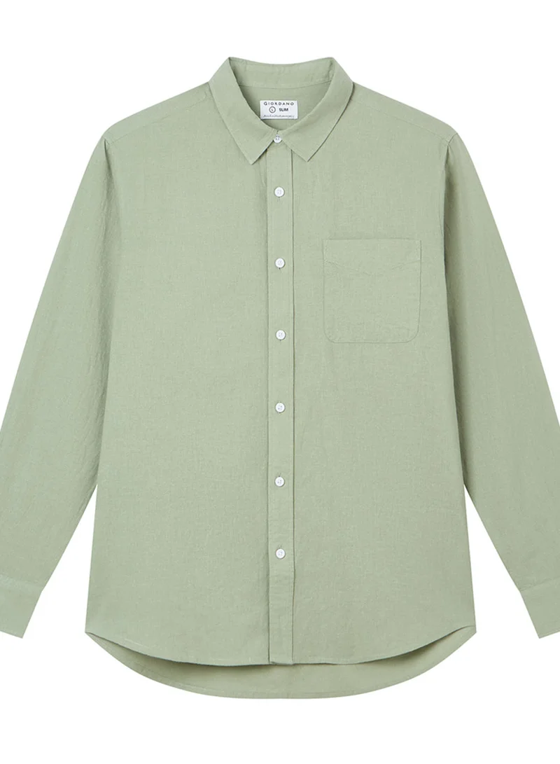 Men's Slim Linen Cotton Solid Shirt