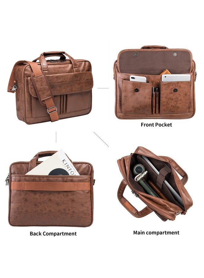 seyfocnia Mens Laptop Bag,15.6 Inch Leather Messenger Bag Water Resistant Business Travel Briefcase, Work Computer Bag Satchel Bag Husband Gifts(Brown - Image 4