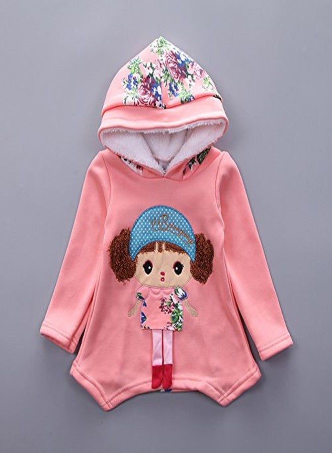 Yao Spring Autumn Winter Little Baby Girls Clothing Set Warm Velvet Hoodie and Pants (12-18Months, Pink) - Image 3