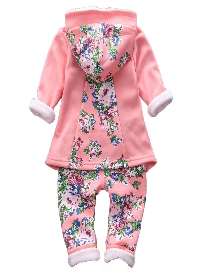 Yao Spring Autumn Winter Little Baby Girls Clothing Set Warm Velvet Hoodie and Pants (12-18Months, Pink) - Image 2