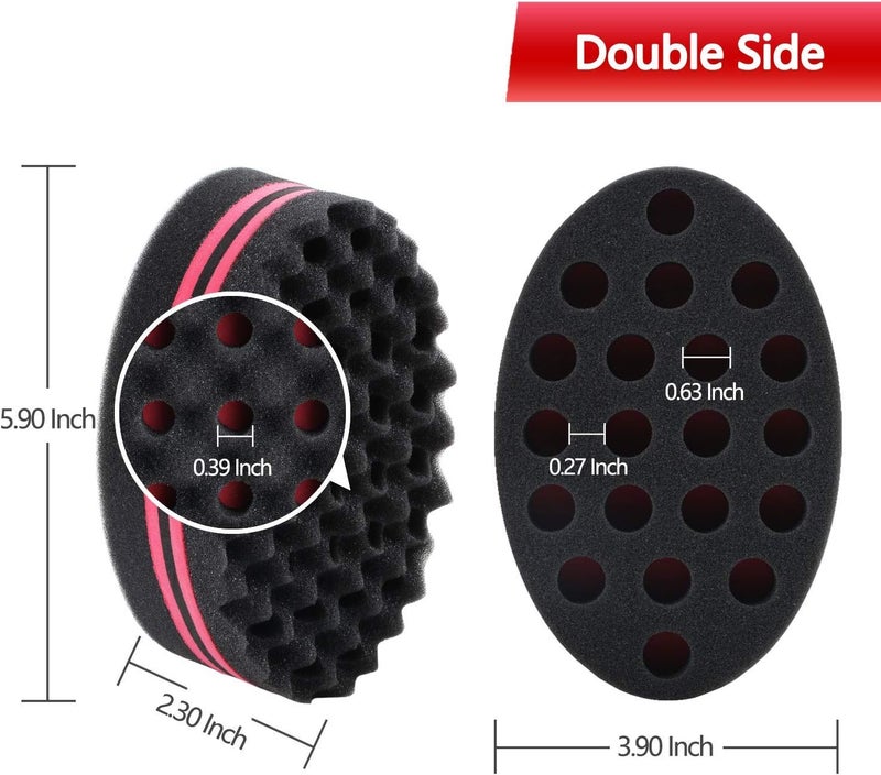 Supaze Hair Sponge Magic Twist Sponge Two Sides Dread Afro Coil Barber Hair Sponge for Men and Women Curl Curling Sponge Brush Foam Wave Sponge Big and Small Holes for Boy Girl Long Short Hair 1 Pcs - Image 3