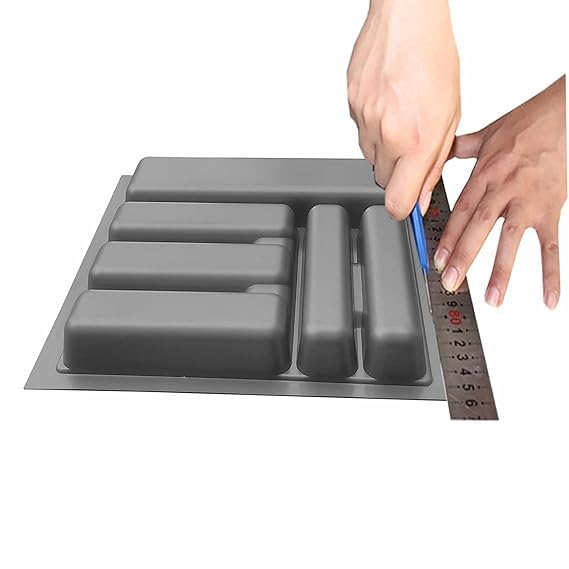 LEVON Plastic Cutlery Tray For Kitchen Drawer,Cutlery Stationery Organizer, Moduler Kitchen Basket, Grey, 15X19 Inch, Burgundy - Image 4