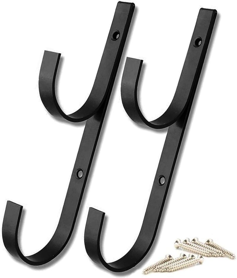 WWD POOL Swimming Pool Aluminum Pole Hanger Set, Blue, 1-Pack (2 Hooks), for Telescoping Poles, Leaf Rakes, Skimmers, Nets, Brushes, Vacuum Hoses (1 Pair [ Black ]) - Image 1