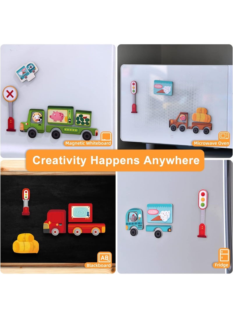 MiDeer 2-in-1 Magnetic Toys for Kids Ages 4–8 | Multi-Functional Board Game & Puzzle Set with 58 Magnets & 8 Vehicle Cards | Educational Toy for Preschool Learning, Imaginative Play & Travel - Image 5