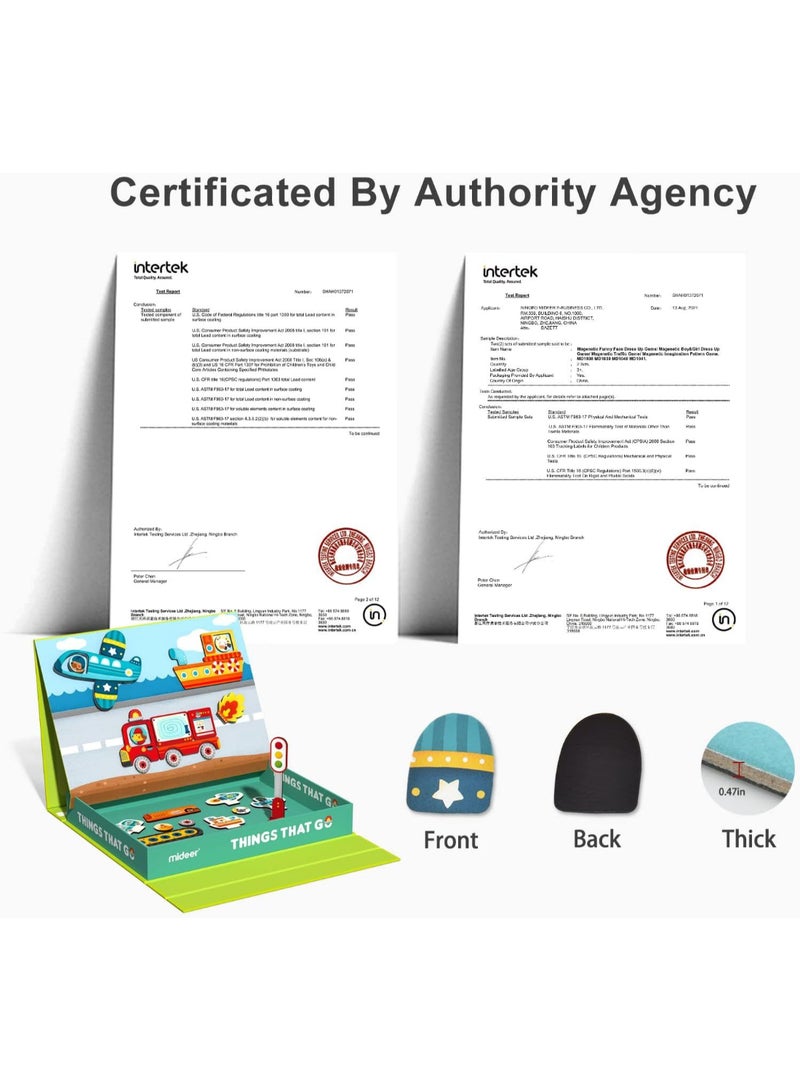 MiDeer 2-in-1 Magnetic Toys for Kids Ages 4–8 | Multi-Functional Board Game & Puzzle Set with 58 Magnets & 8 Vehicle Cards | Educational Toy for Preschool Learning, Imaginative Play & Travel - Image 2