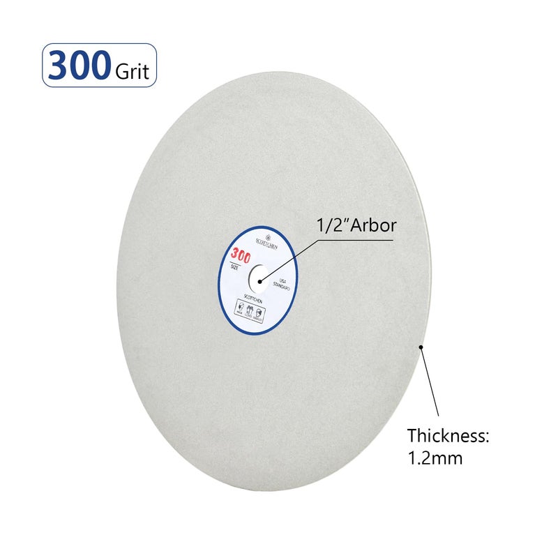 SCOTTCHEN Diamond Grinding Wheel Disc 8" x 1/2" Arbor Hole 300 Grit Abrasive Flat Lap Wheel Sanding Disc for Granite Marble Gem - 1pack - Image 2