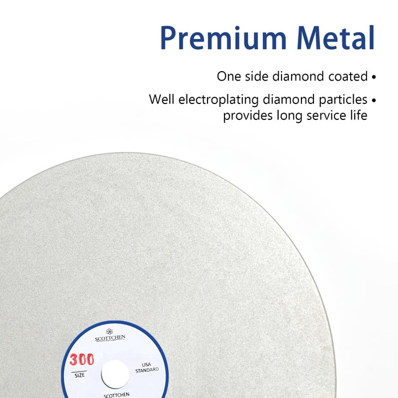 SCOTTCHEN Diamond Grinding Wheel Disc 8" x 1/2" Arbor Hole 300 Grit Abrasive Flat Lap Wheel Sanding Disc for Granite Marble Gem - 1pack - Image 3
