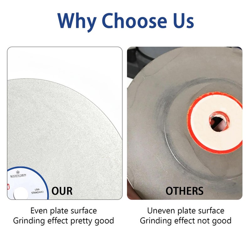SCOTTCHEN Diamond Grinding Wheel Disc 8" x 1/2" Arbor Hole 300 Grit Abrasive Flat Lap Wheel Sanding Disc for Granite Marble Gem - 1pack - Image 4
