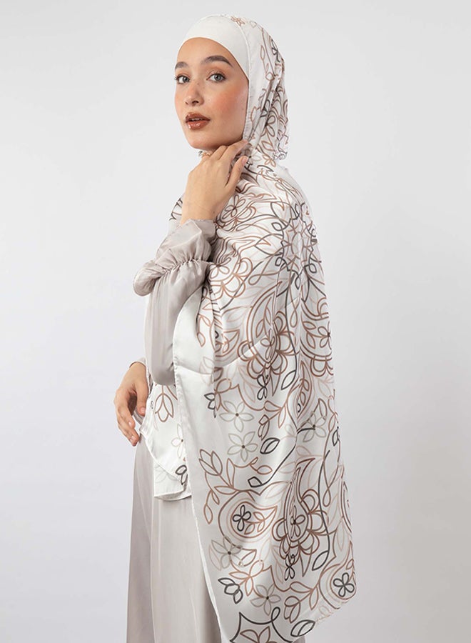 Tie Shop Tie Shop - Printed Satin Scarf - Beige - Brown For Women
