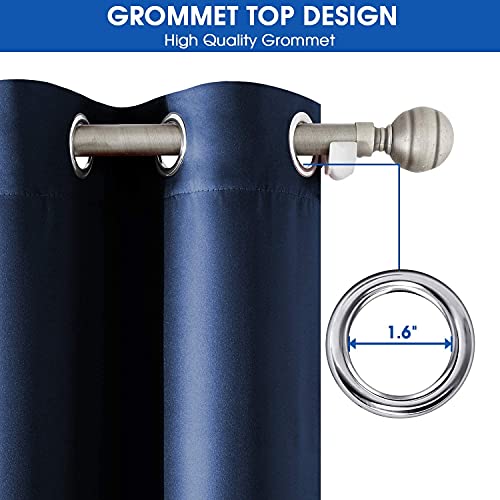 HOMEIDEAS 2 Panels Navy Blue Faux Silk Blackout Curtains, 52 X 96 Inch Room Darkening Satin Thermal Insulated Window Drapes for Bedroom, Indoor - Image 5