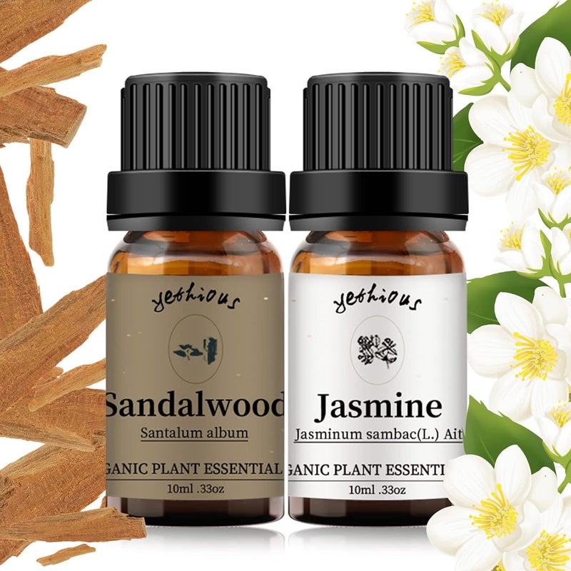 زيت اليوشيوس العطري للفل والصندل 100% مجموعة زيوت عطرية عضوية نقية للعطور للمرذاذ، صناعة الصابون، الشموع - Image 1