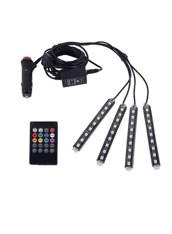 4 in 1 4.5W 36 SMD-5050-LEDs RGB Car Interior Floor Decoration Atmosphere Colorful Neon Light Lamp With Wireless Remote Control And Voice Control Function, DC 12V - Image 1