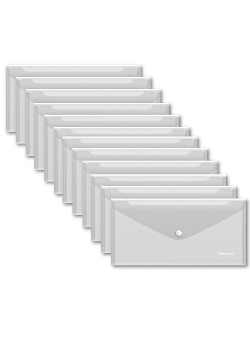 ErichKrause حقيبة مستندات سفر شفافة بحجم 255x130 مم مكونة من 12 قطعة مع إغلاق زر فيزي كلير - Image 1