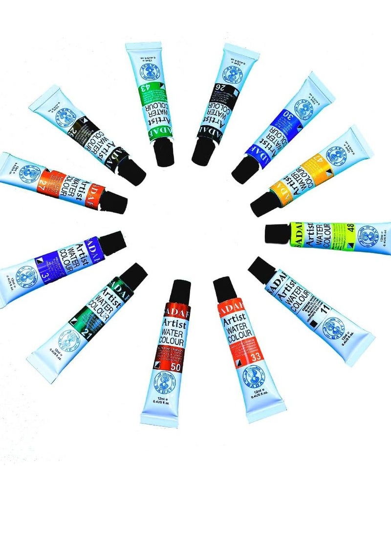Sadaf - 12-Piece Watercolour Paint Set With Four Brushes And A Palette - Image 1