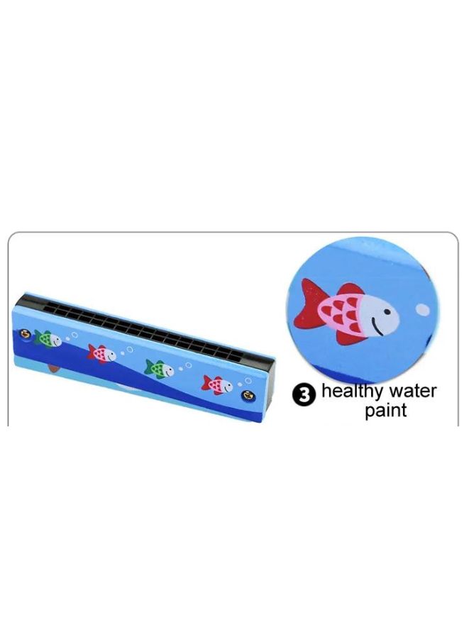 Kids Harmonica Wooden Children Harmonica Toys Colored Printed Diatonic Harmonica Mouth Organ Early Educational Musical Instruments Design 10 - Image 2