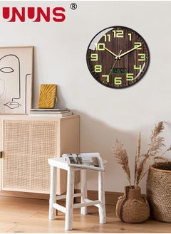 UNUNS Wall Clock,12 Inch Silent No Ticking,Wood Grain Dial Design Numbers and Hands,With Temperature And Humidity Display,Perfect For Living Room Bedroom Kitchen Office,Battery Operated  - Image 4