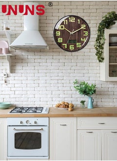 UNUNS Wall Clock,12 Inch Silent No Ticking,Wood Grain Dial Design Numbers and Hands,With Temperature And Humidity Display,Perfect For Living Room Bedroom Kitchen Office,Battery Operated  - Image 5