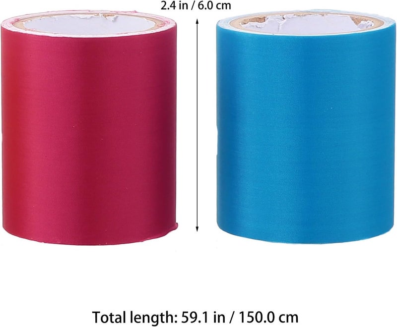 Self-Adhesive Cloth Patch Roll 4pcs (Lake Blue, Yellow, Wine Red, White) DIY Sewing Repair Fabric for Jeans Clothing Patches Suitable for Garment and Textile Mending - Image 2