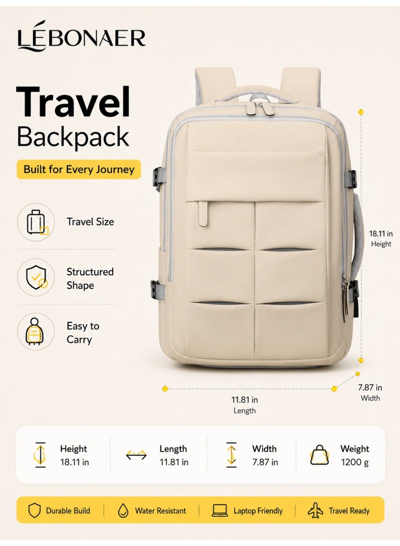 lebonaer Travel Backpack for Men Women Carry On Backpack with USB Charging Port Shoe Compartment Flight Approved College School Bag Casual Daypack for Weekender Business Hiking - Image 2