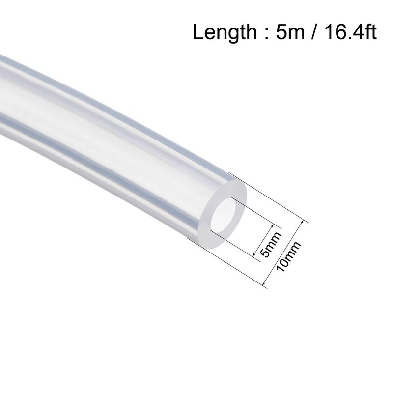 Generic uxcell Silicone Tubing 5mm ID X 10mm OD 16.4ft 5m Flexible Silicon Rubber Tube Air Hose Pipe for Pump Transfer Clear  - Image 2