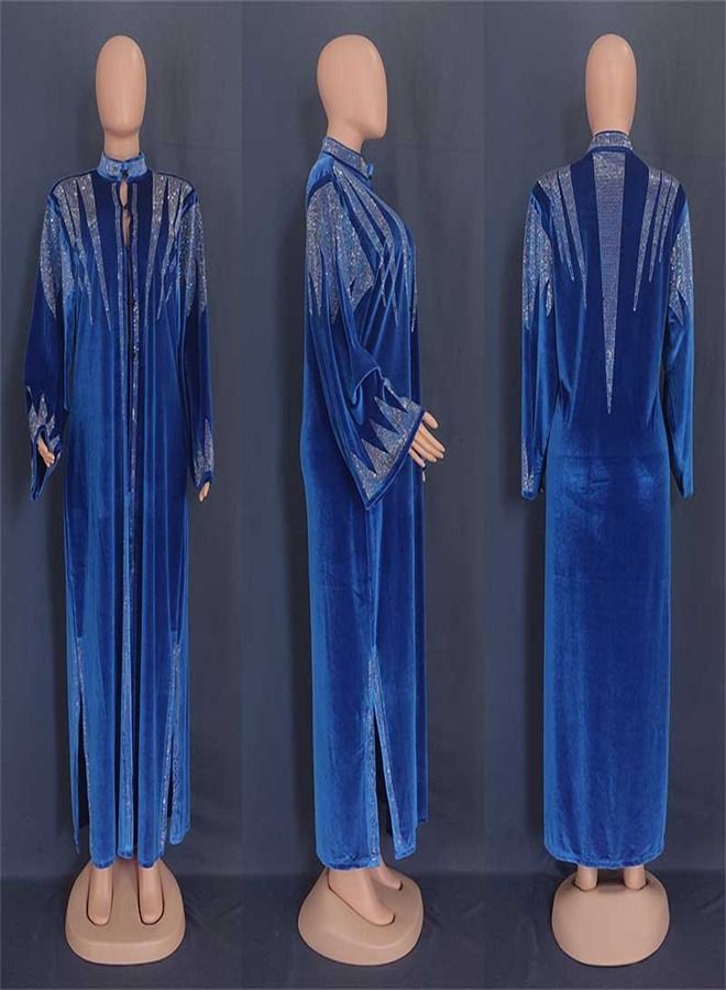 Loquat Women's Fashionable Oversize Dress Abaya Blue 