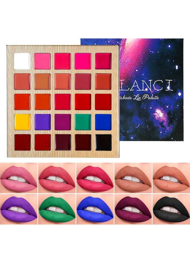 DE'LANCI Lipstick Palette Nude Red Peach Pink Shades 25 Color DELANCI Professional Moisturizing Lip Gloss Long Lasting Soft Smooth Lipstick Pallet Waterproof Pigmented Halloween Face Paint Costume Makeup - Image 3