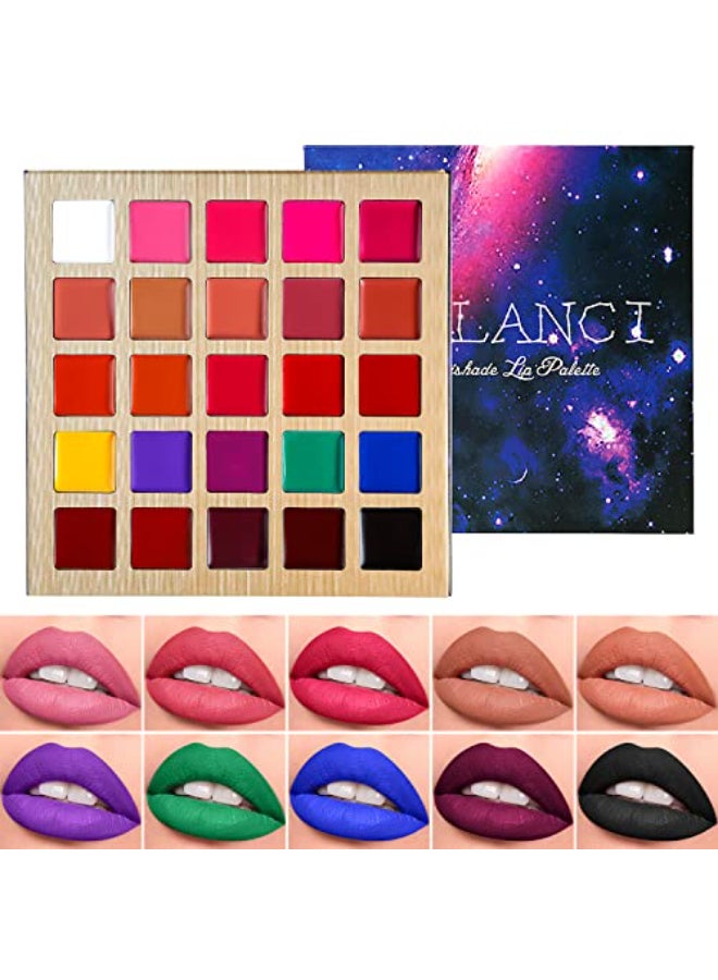 DE'LANCI Lipstick Palette Nude Red Peach Pink Shades 25 Color DELANCI Professional Moisturizing Lip Gloss Long Lasting Soft Smooth Lipstick Pallet Waterproof Pigmented Halloween Face Paint Costume Makeup - Image 1