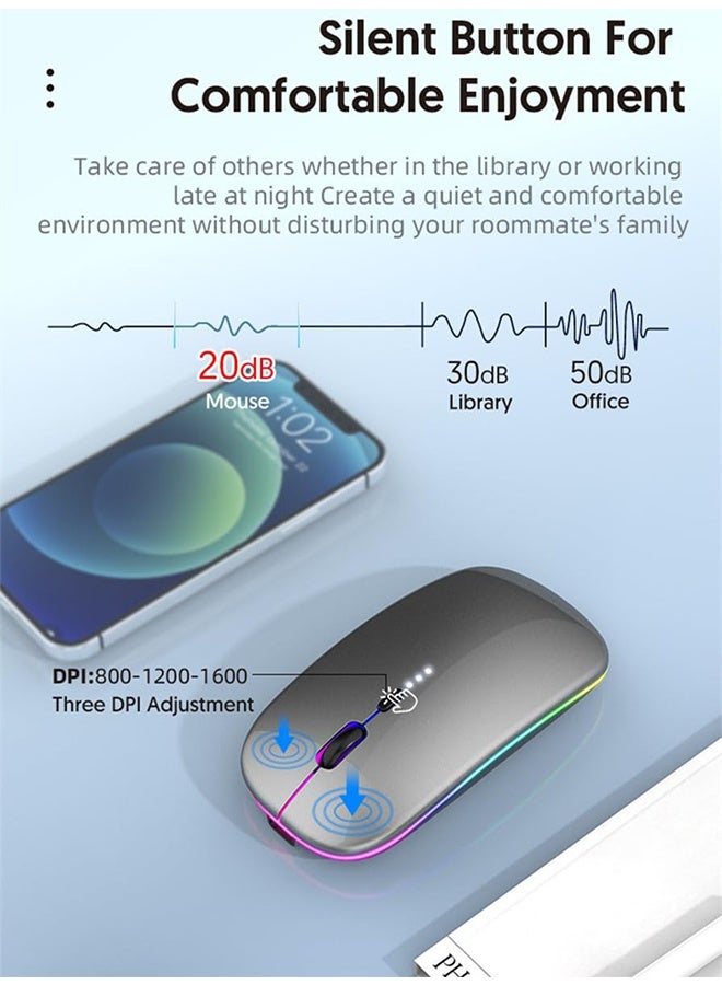 Wireless Bluetooth Mouse, Dual Mode Connection ， Rechargeable Wireless Mouse Multi-Device (Dual Mode:BT5.2 or USB 2.4G) Silent Slim Mouse ,  Ergonomic Optical Portable Mouse for Laptop Android Windo - Image 3