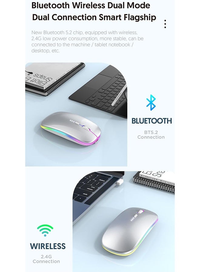 Wireless Bluetooth Mouse, Dual Mode Connection ， Rechargeable Wireless Mouse Multi-Device (Dual Mode:BT5.2 or USB 2.4G) Silent Slim Mouse ,  Ergonomic Optical Portable Mouse for Laptop Android Windo - Image 5