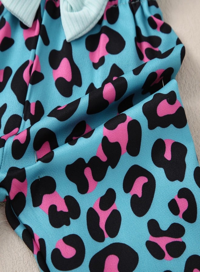 DISAUR Newborn Girl Long Sleeve Outfits Pink Ruffle Romper Blue Leopard Pants Fall Outing Photograph Wearing 6 Months 12 Months - Image 5
