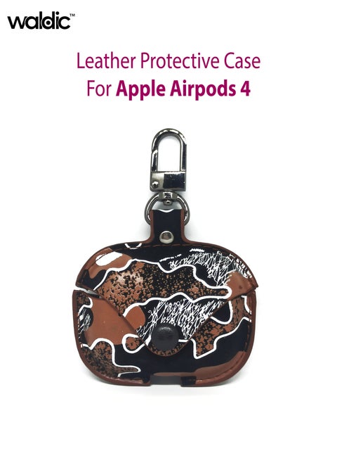Apple AirPods 4 Premium Leather Protective Case Cover For Apple AirPods 4 (Front LED Visible) | Shockproof Full-Body Protective Case Cover for Apple AirPods 4 with Keychain (Airpods Not Included) - Camouflage