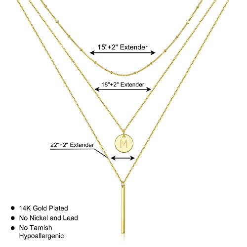 Vjoypro Layered Initial Necklaces for Women, Necklace for Women Dainty 14K-Gold-Plated Long Layering Y-Necklaces Initial M Letter Necklace Womens Jewelry - Image 5