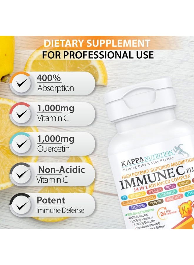 Quercetin 1,000mg, Vitamin C 1,000mg, Zinc 50mg, Vitamin D3 5,000iu, Selenium, Copper, Acerola, Ginger, Rutin, Bitter Orange, Rose Hips, Echinacea, Immune C Plus, 14 in 1 Immune C Plus (120 Count)