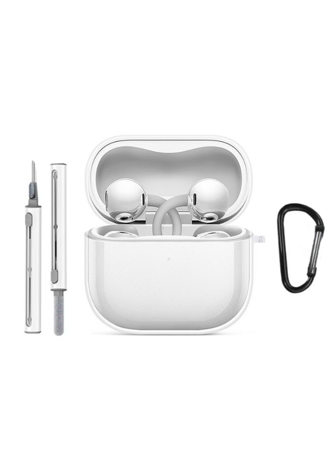 SANMUDII Compatible with Huawei FreeClip2 wireless ear clip simple transparent protective case, with mountaineering buckle and cleaning tools, anti-scratch/anti-slip/anti-fall/anti-shock transparent headphone protective case (transparent) - Image 1