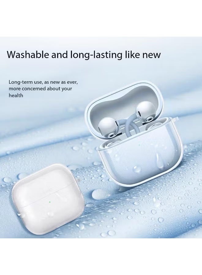 SANMUDII Compatible with Huawei FreeClip2 wireless ear clip simple transparent protective case, with mountaineering buckle and cleaning tools, anti-scratch/anti-slip/anti-fall/anti-shock transparent headphone protective case (transparent) - Image 3