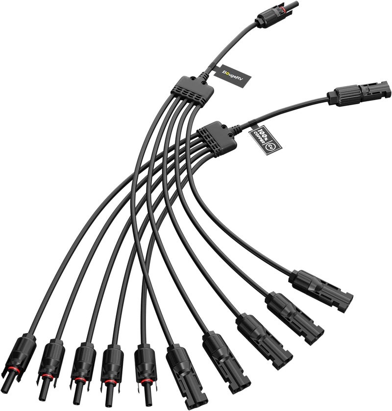 BougeRV Solar Y Connector Solar Panel Parallel Connectors Extra Long 1 to 5 Solar Branch PV Adapter Cable Wire Plug Tool Kit (M/FFFFF and F/Mmmmm) - Image 1