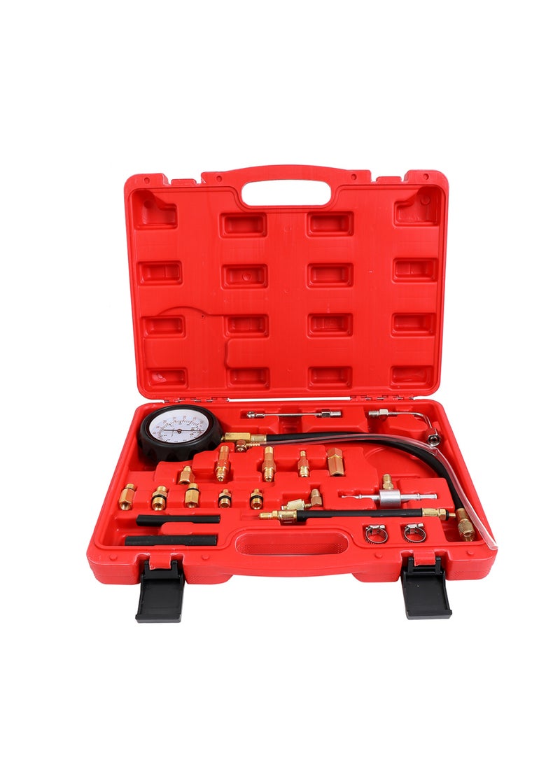 114 Pressure Tester Gauge - Easy-to-Read Mechanical Gauge with Pressure Range 0-140 PSI and Various Adapters -Ideal for Automotive Diagnostics Fuel Injection Testing and Engine Troubleshooting