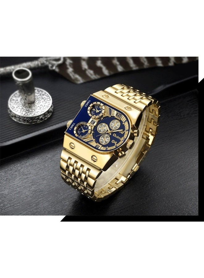 Oulm Men's Steel Strap, Multi-Time Zone, Luminous Large Dial Casual Quartz Watch - Image 3
