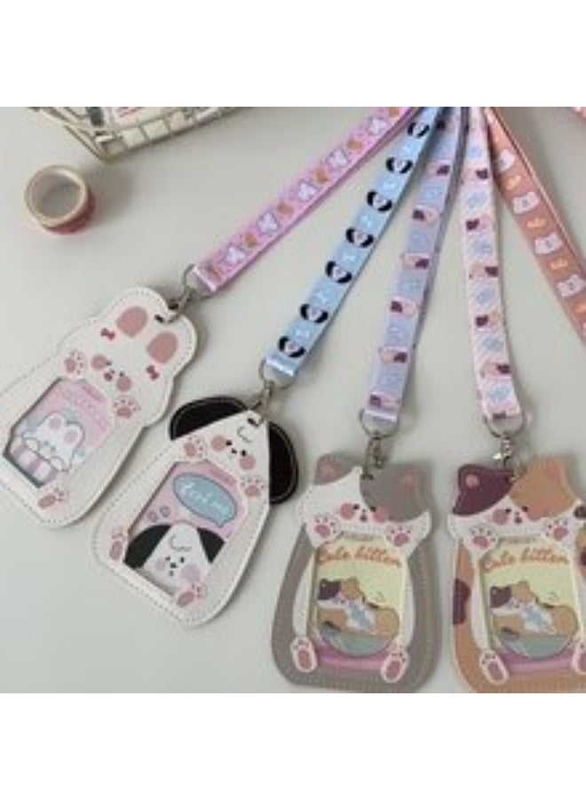 NIBEMINENT 1 - Piece Cartoon Cute PU Kpop Photo Card Holder Pendant Key Chain ID Badge Holder ID Card Holder Photo Card Protector for School ID Office ID Access Card for Women Girls - Image 2