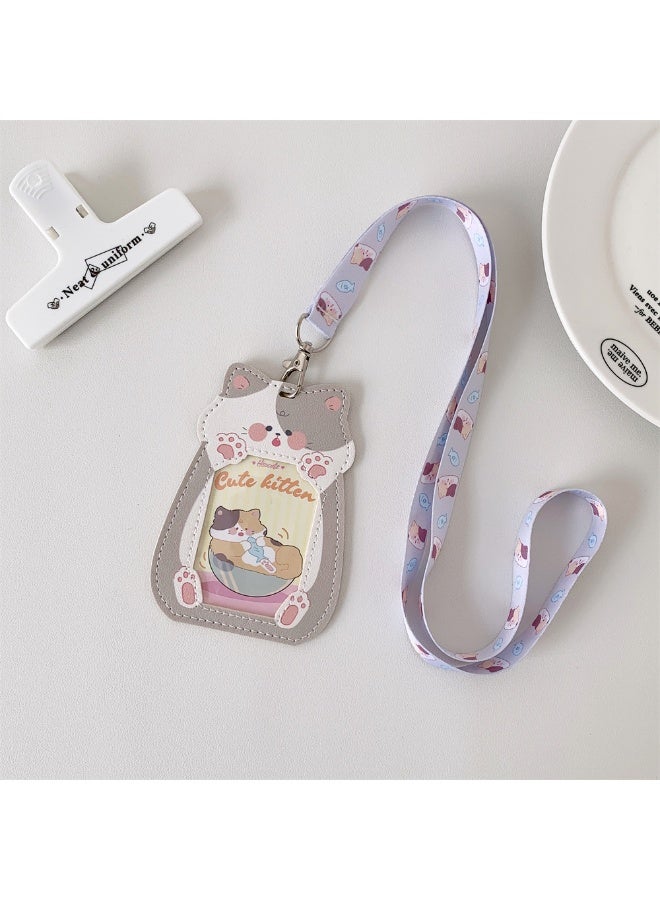 NIBEMINENT 1 - Piece Cartoon Cute PU Kpop Photo Card Holder Pendant Key Chain ID Badge Holder ID Card Holder Photo Card Protector for School ID Office ID Access Card for Women Girls - Image 1