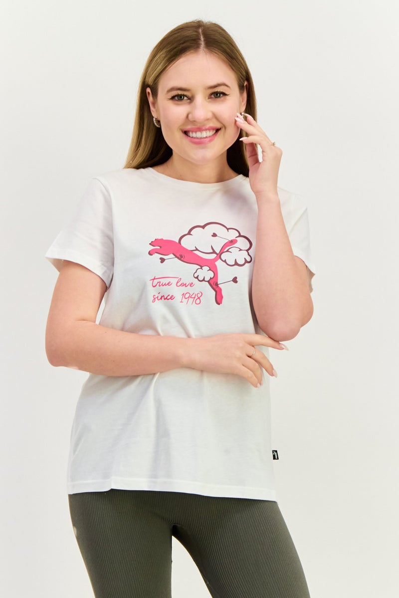 PUMA Women Sportswear Fit Short Sleeve Training T-Shirts, White - Image 1