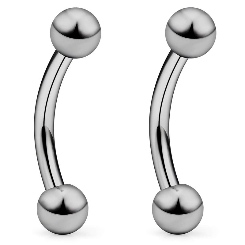 SCERRING 2PCS 14G G23 Titanium Curved Eyebrow Barbell Tragus Helix Ear Belly Lip Ring Body Piercing Jewelry 8mm